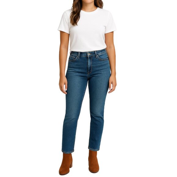 Free People Women’s Mid Rise Classic Straight Leg Jeans Blue Medium Wash Size 27 - Picture 3 of 16